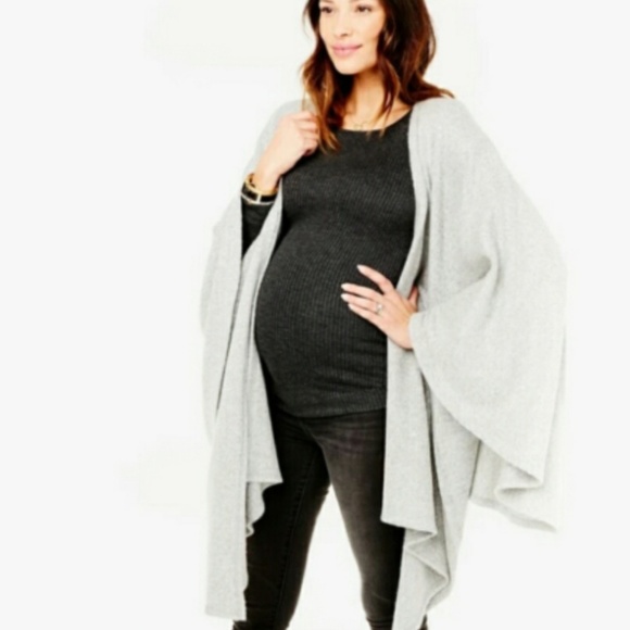ISABEL Maternity Cozy Wrap Poncho Cardigan Sweater - Picture 2 of 6